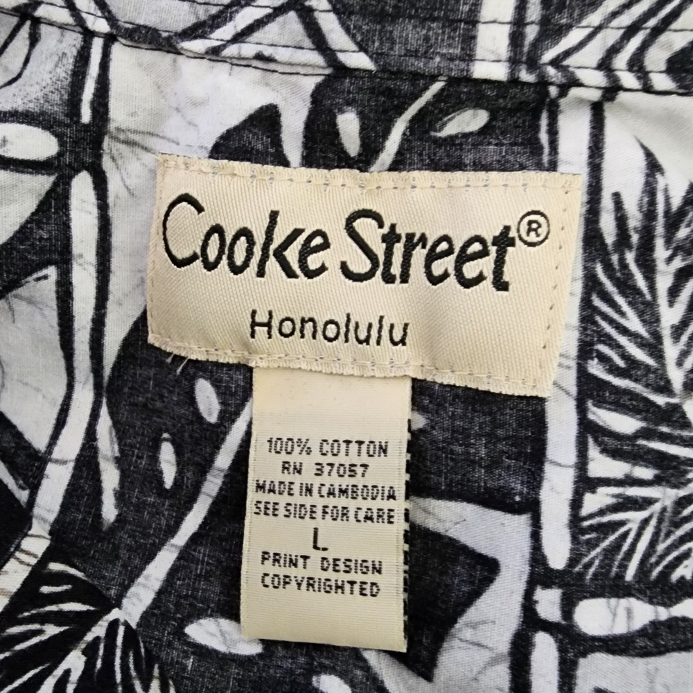 Cooke Street Honolulu Shirt 100% Cotton Button Up Short Sleeve Black Size L - Picture 9 of 10